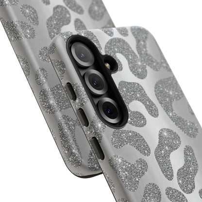 Silver Glitter Leopard Tough Case