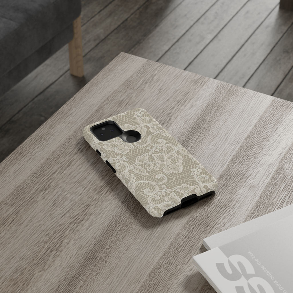 White Lace Pattern Tough Phone Case