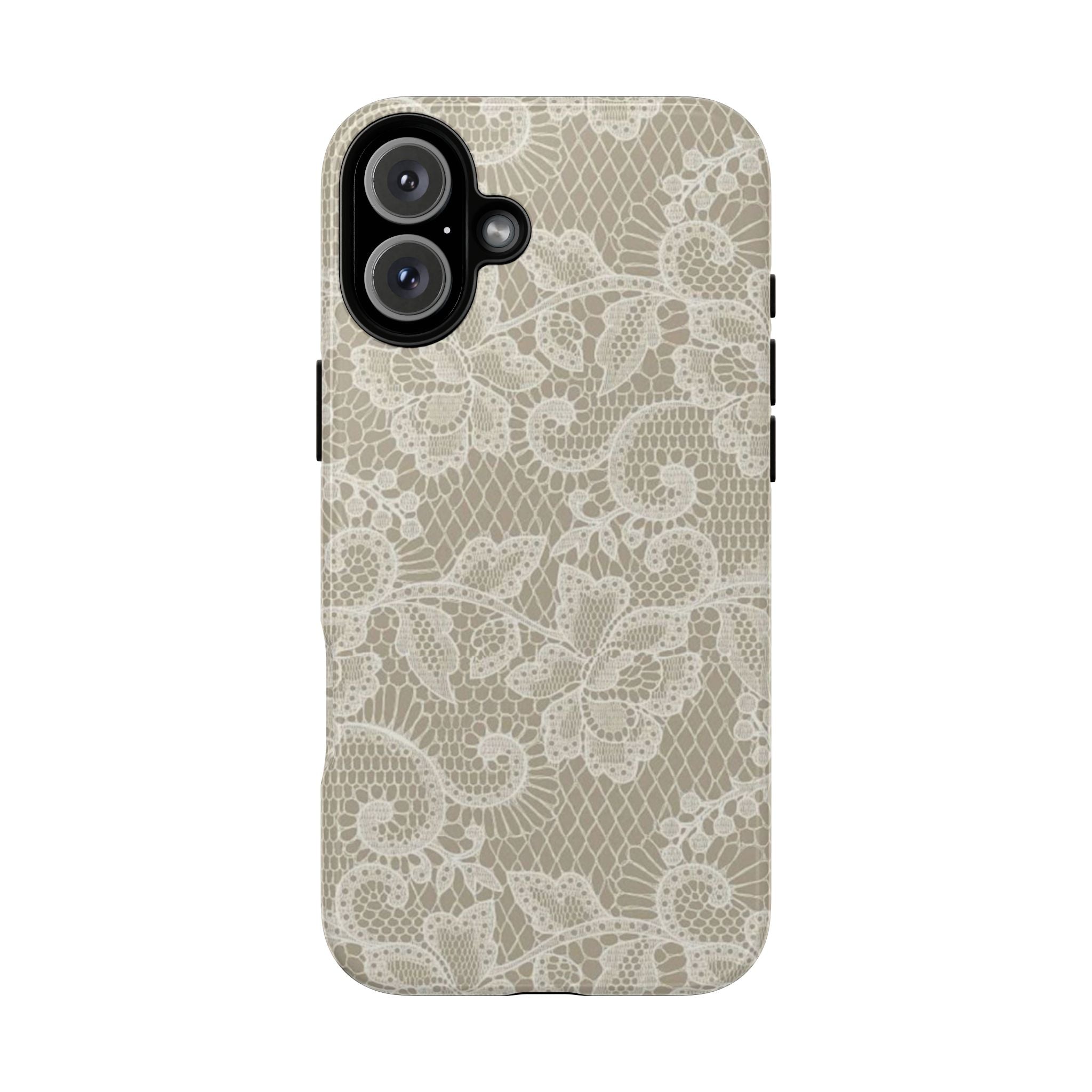 White Lace Pattern Tough Phone Case