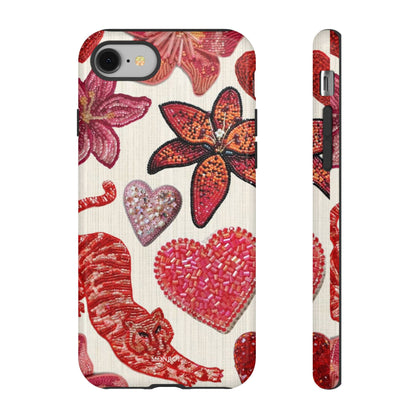 Floral & Heart Pattern Tough Case