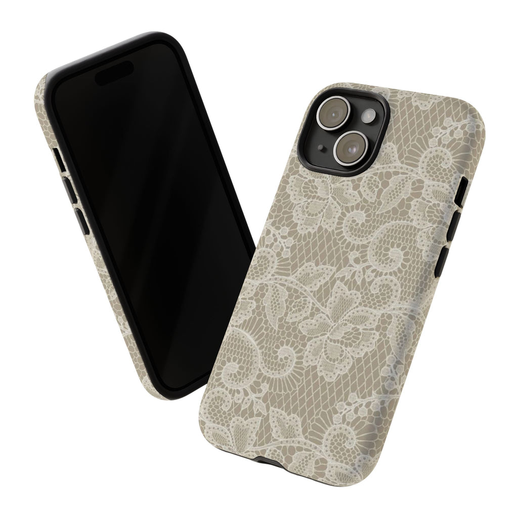 White Lace Pattern Tough Phone Case