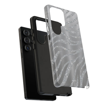 Silver Glitter Zebra Tough Case