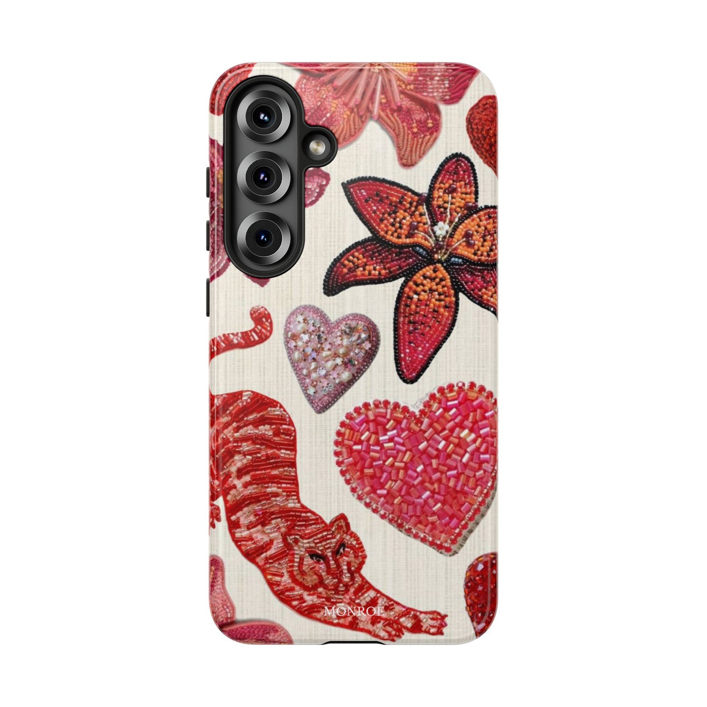 Floral & Heart Pattern Tough Case
