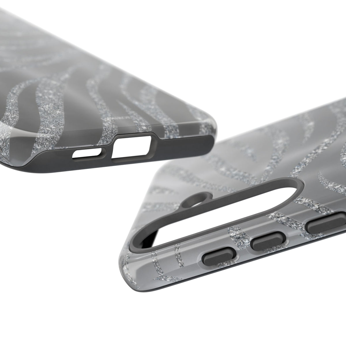 Silver Glitter Zebra Tough Case