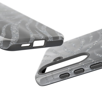 Silver Glitter Zebra Tough Case