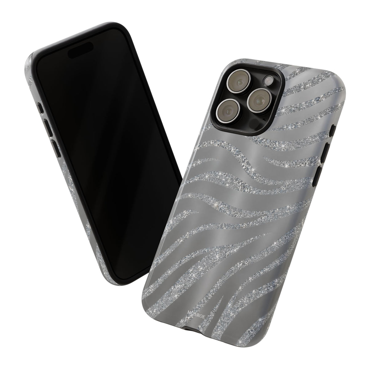 Silver Glitter Zebra Tough Case