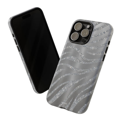 Silver Glitter Zebra Tough Case