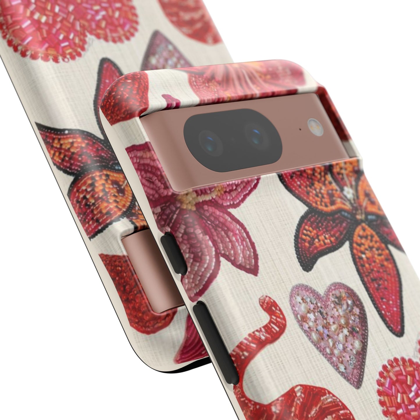 Floral & Heart Pattern Tough Case