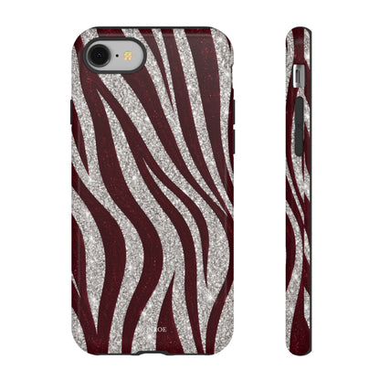 Burgundy Zebra Glitter Tough Case