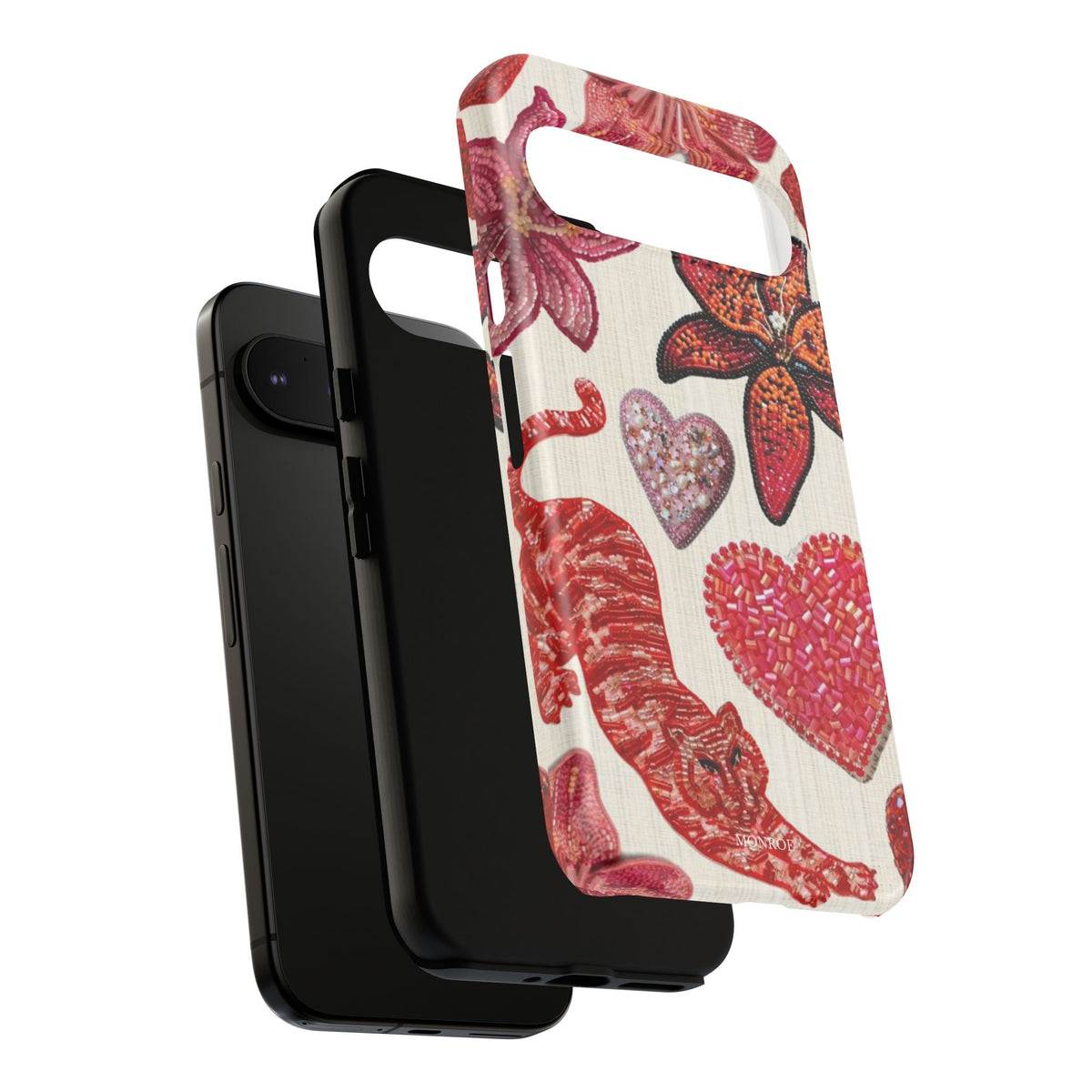 Floral & Heart Pattern Tough Case