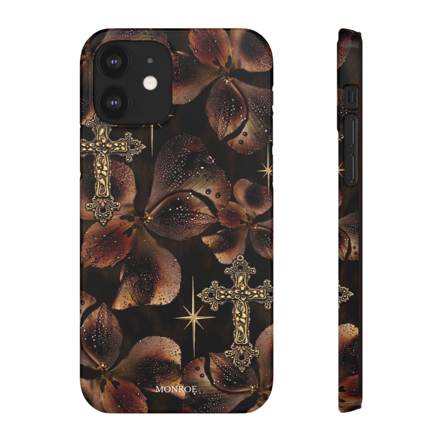 Brown Floral Cross Case