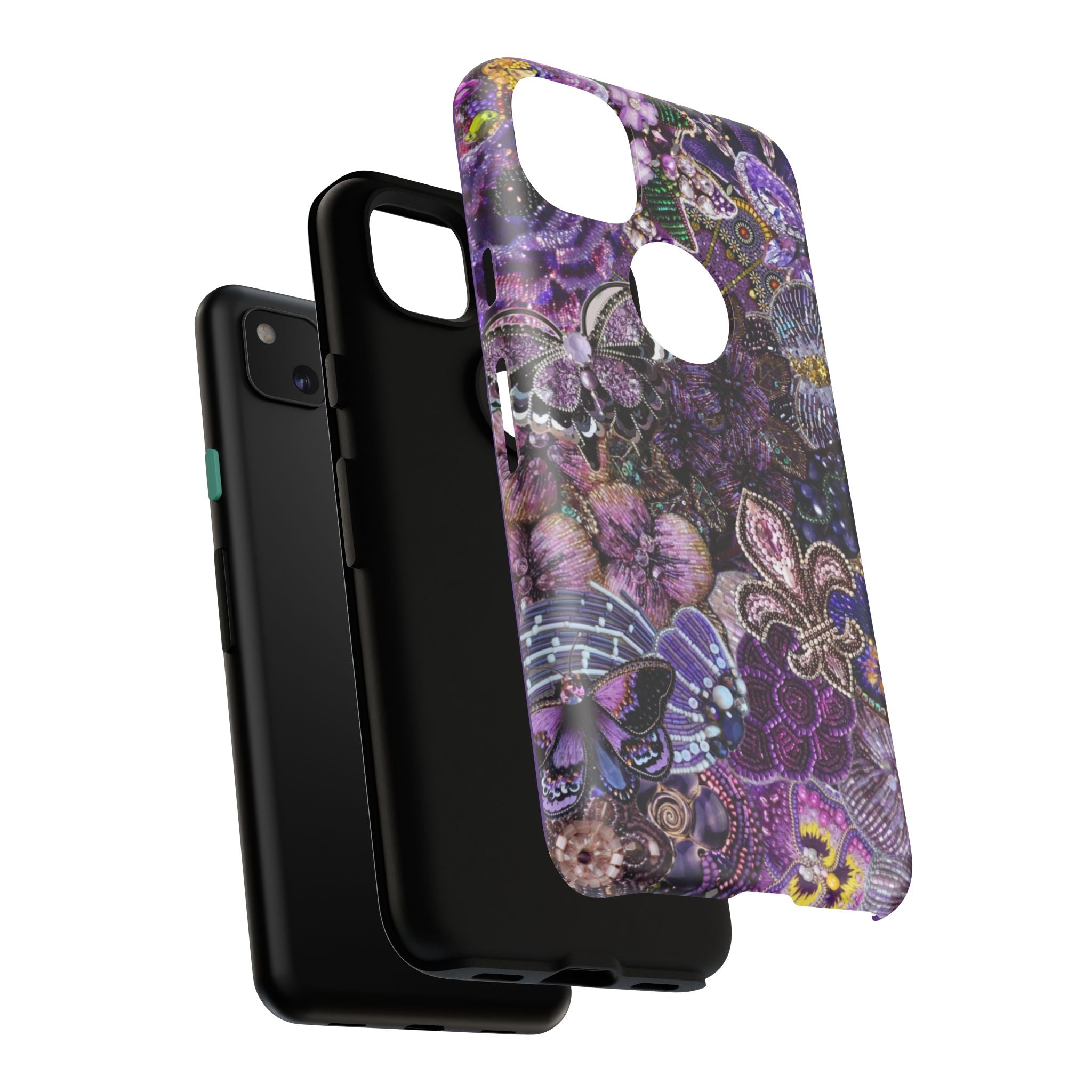 Purple Fleur-de-Lis Floral Tough Phone Case