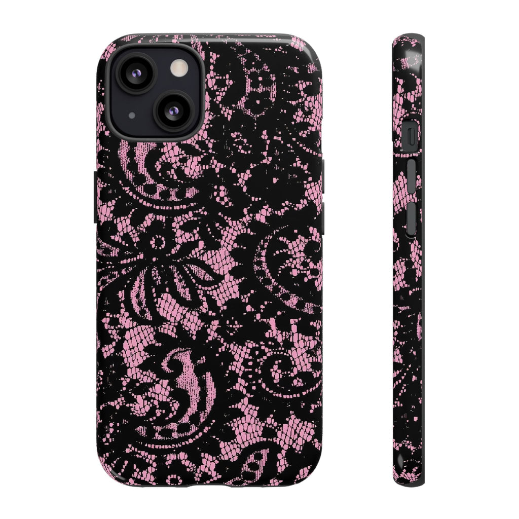 Pink Lace Pattern Tough Phone Case