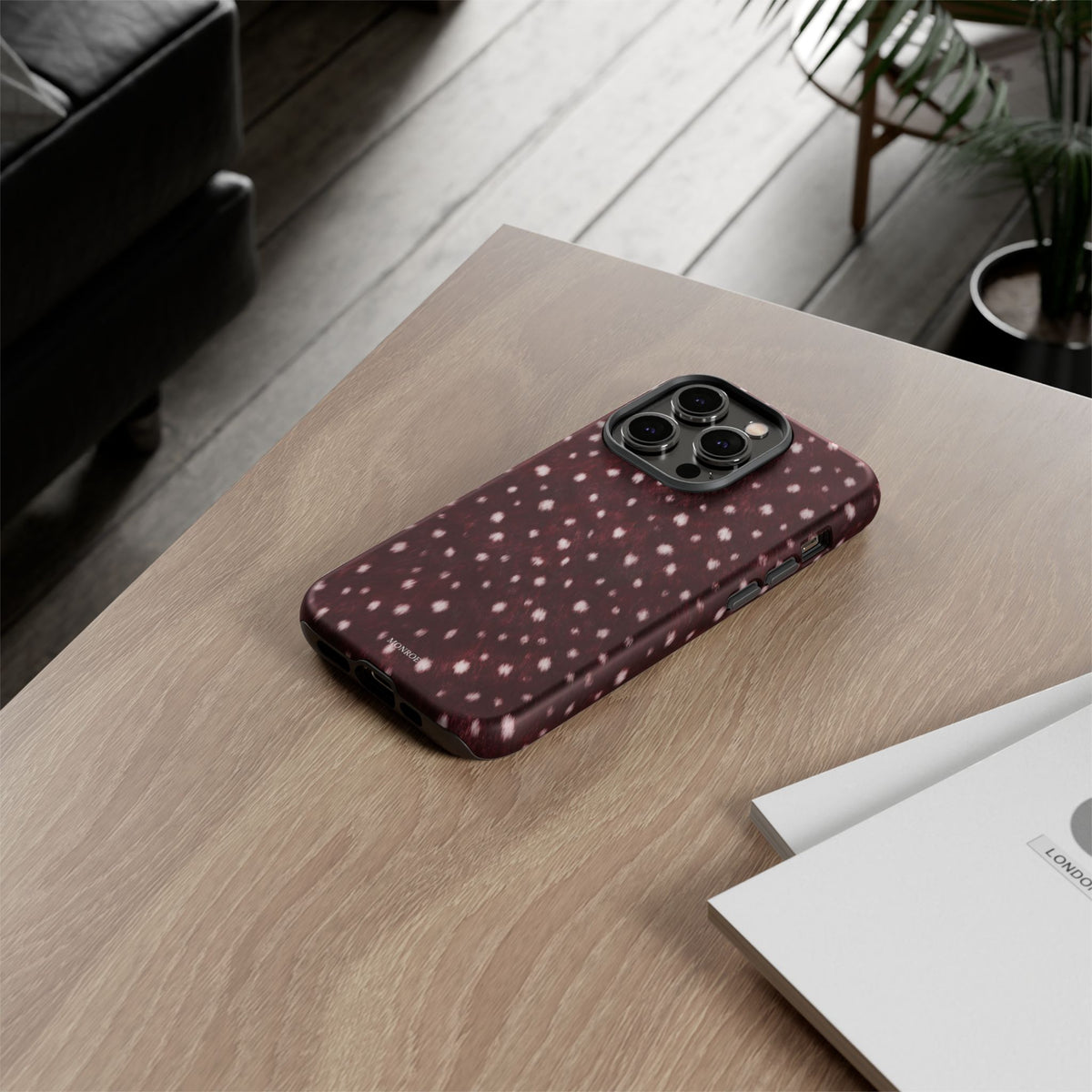 Burgundy Spotted Fur Tough Case