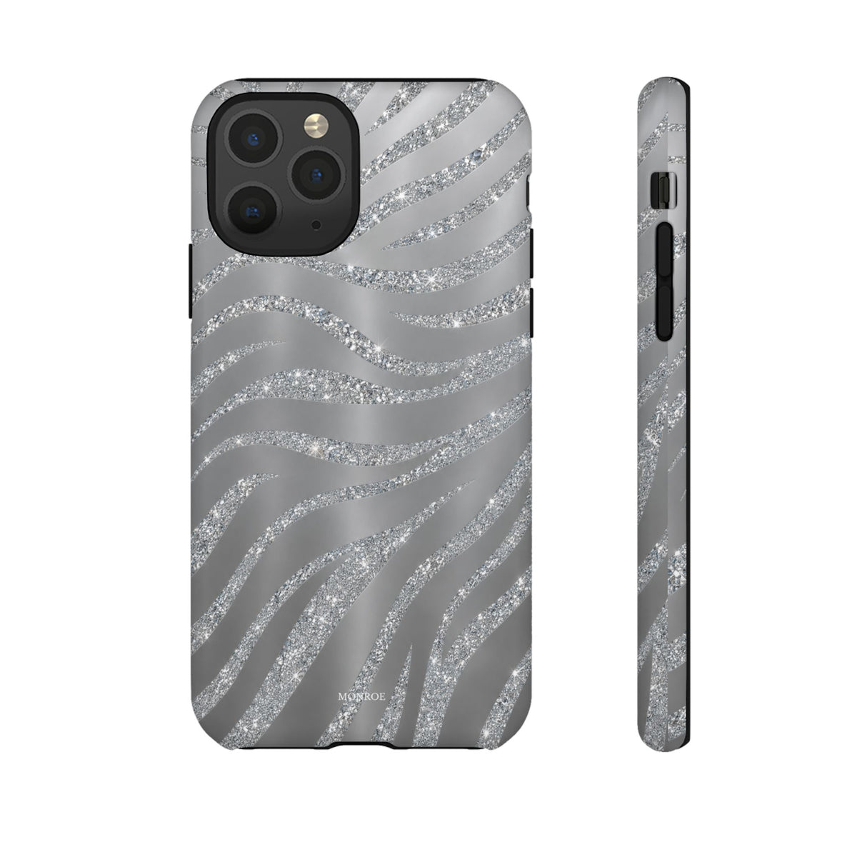 Silver Glitter Zebra Tough Case