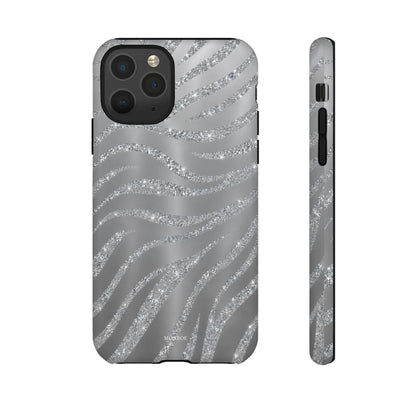 Silver Glitter Zebra Tough Case