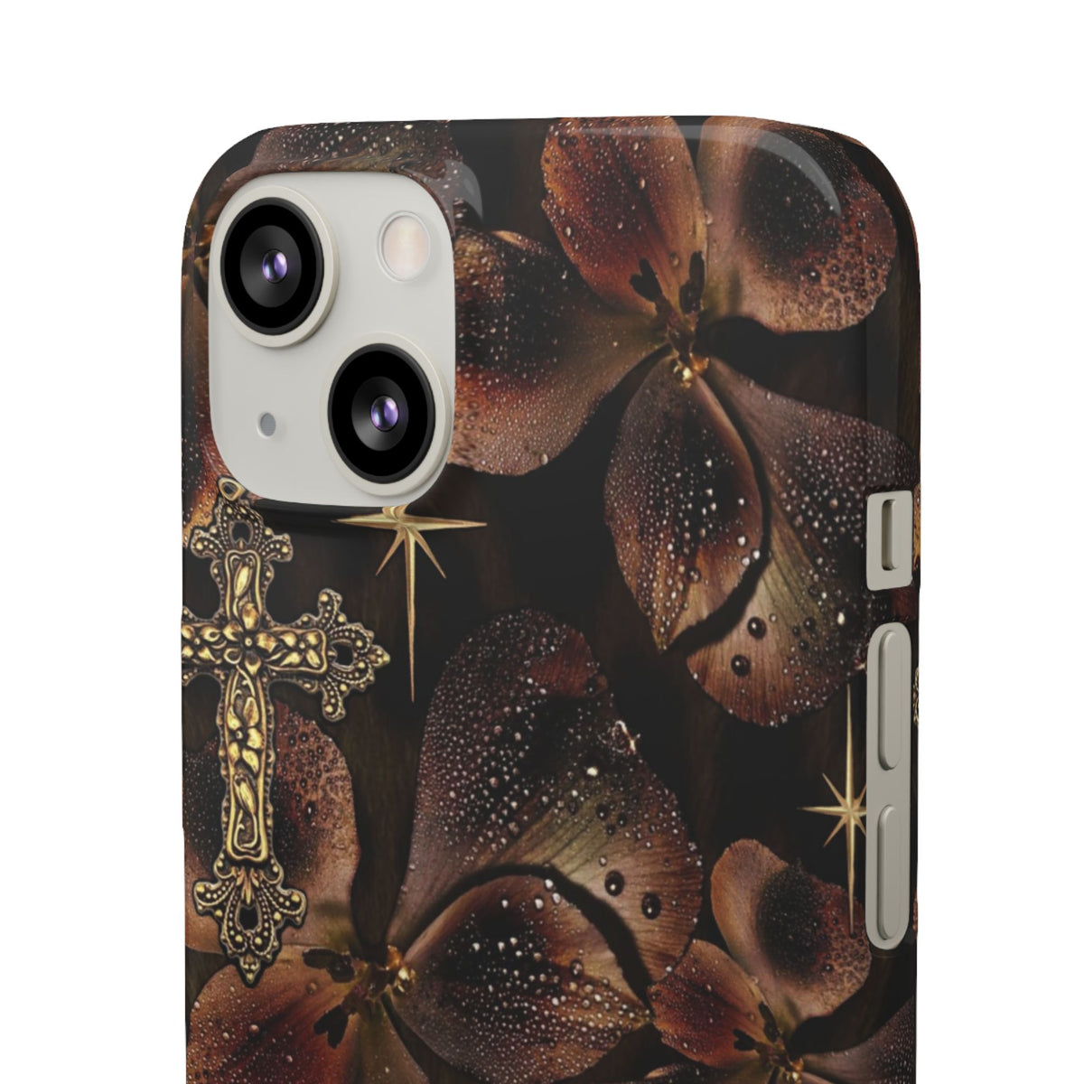 Brown Floral Cross Case