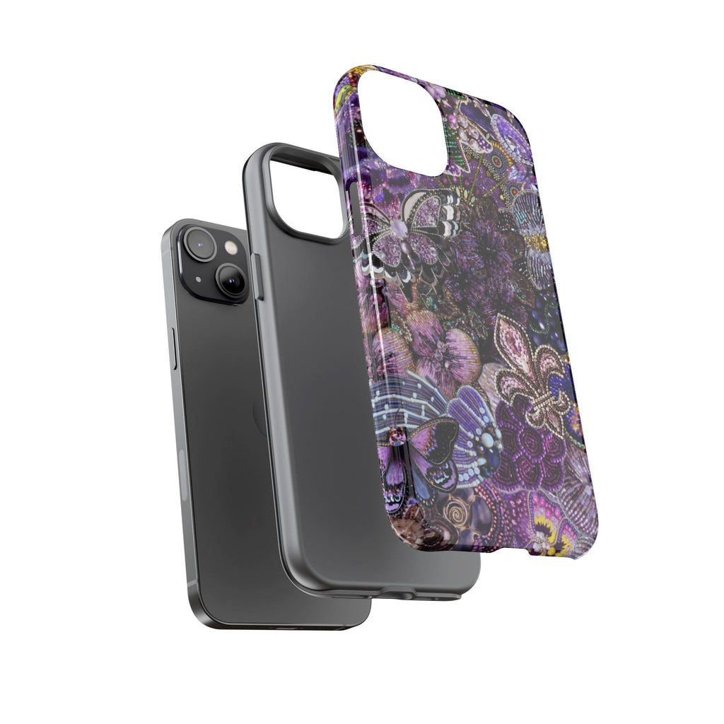 Purple Fleur-de-Lis Floral Tough Phone Case