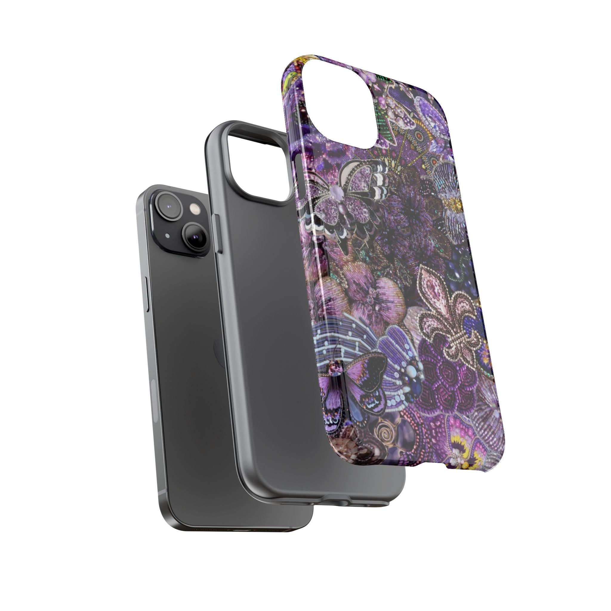 Purple Fleur-de-Lis Floral Tough Phone Case