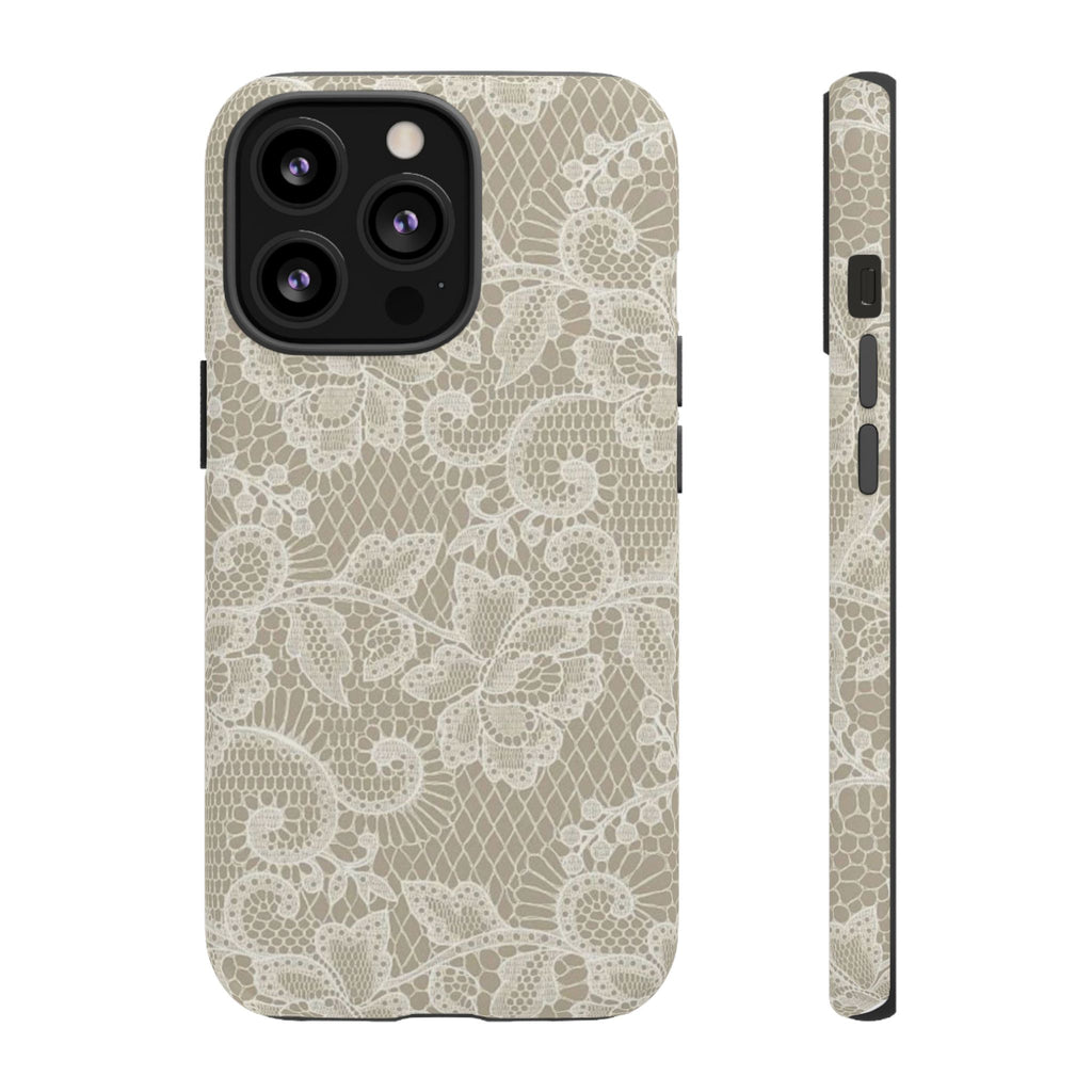 White Lace Pattern Tough Phone Case