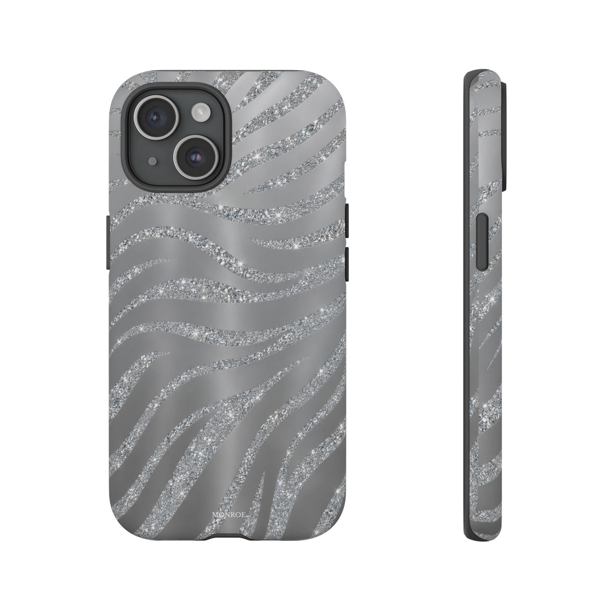 Silver Glitter Zebra Tough Case