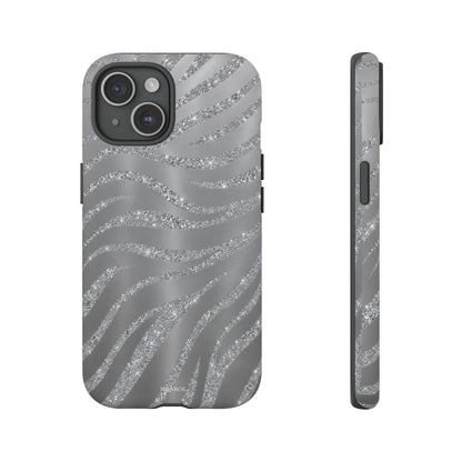 Silver Glitter Zebra Tough Case