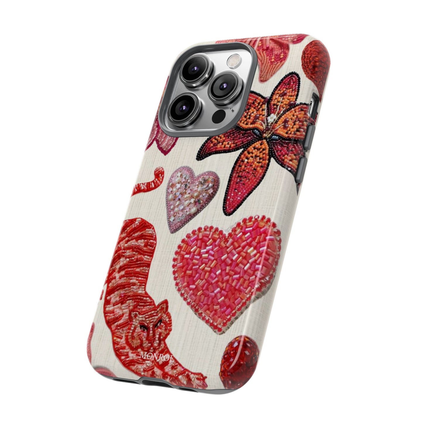 Floral & Heart Pattern Tough Case