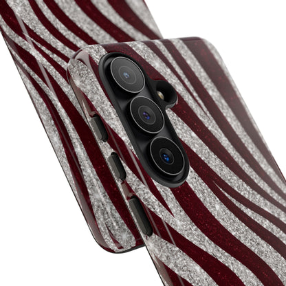 Burgundy Zebra Glitter Tough Case
