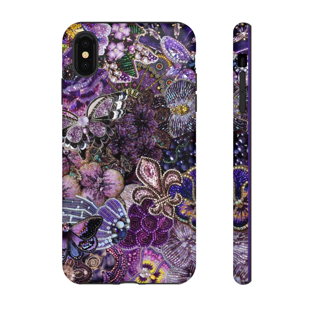 Purple Fleur-de-Lis Floral Tough Phone Case