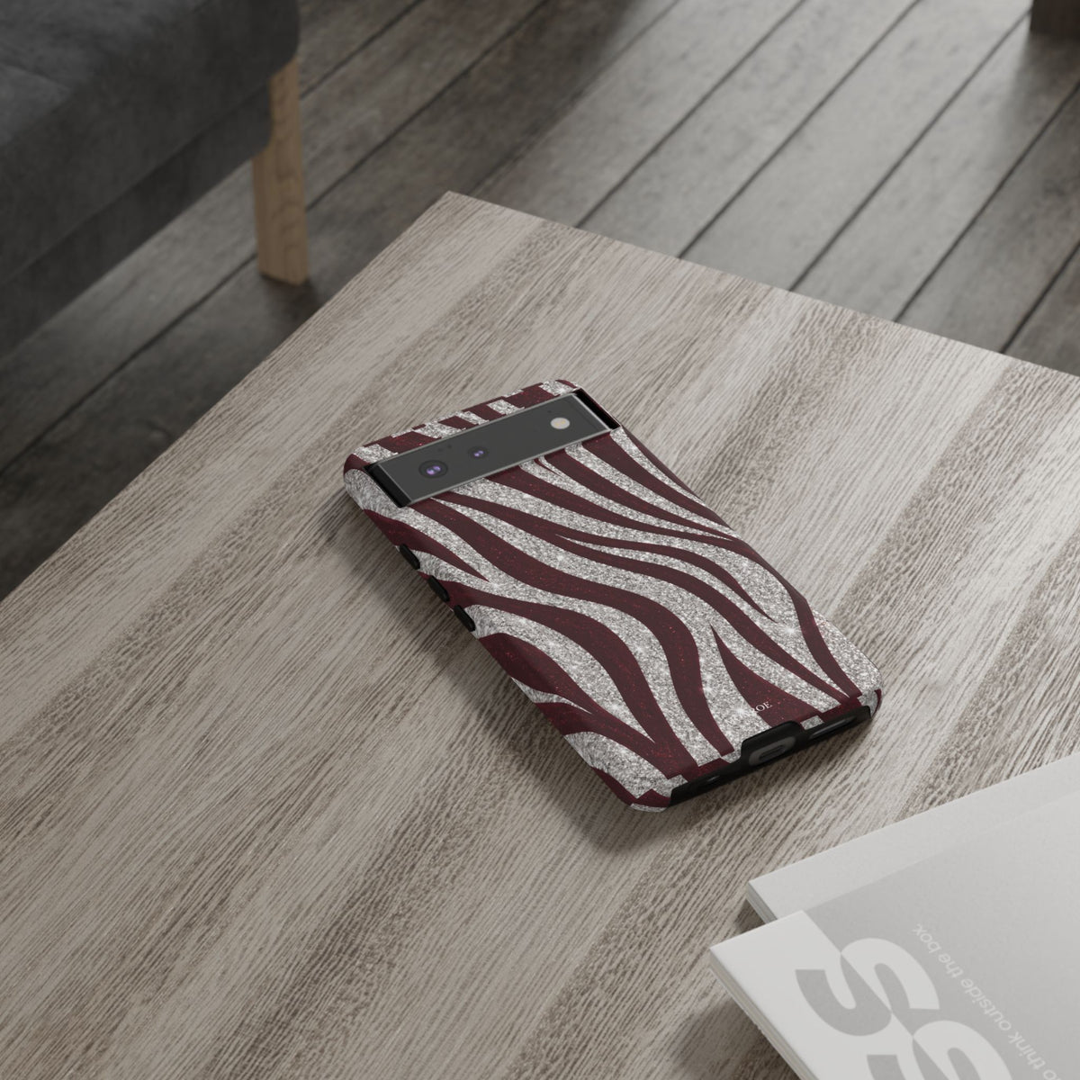 Burgundy Zebra Glitter Tough Case