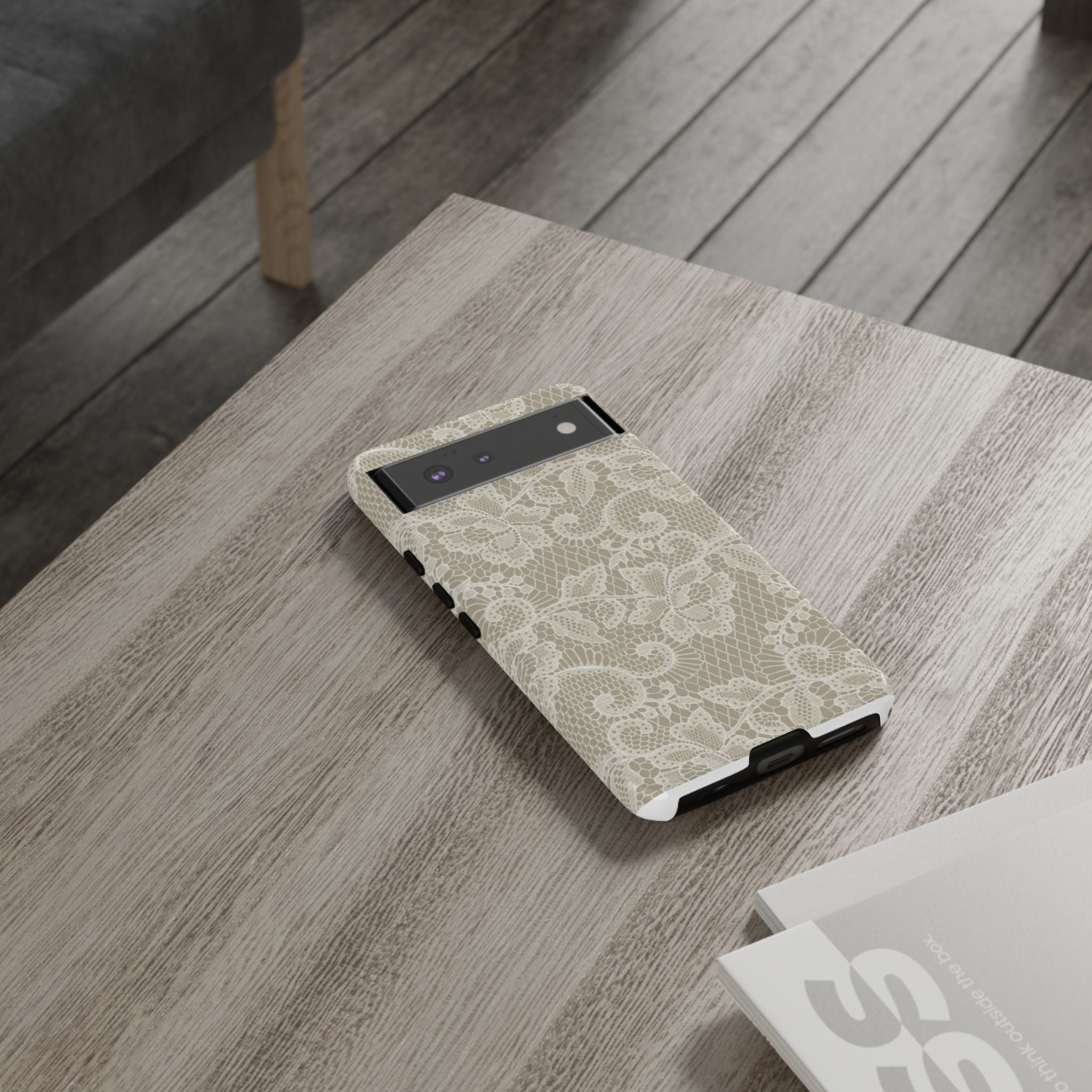 White Lace Pattern Tough Phone Case