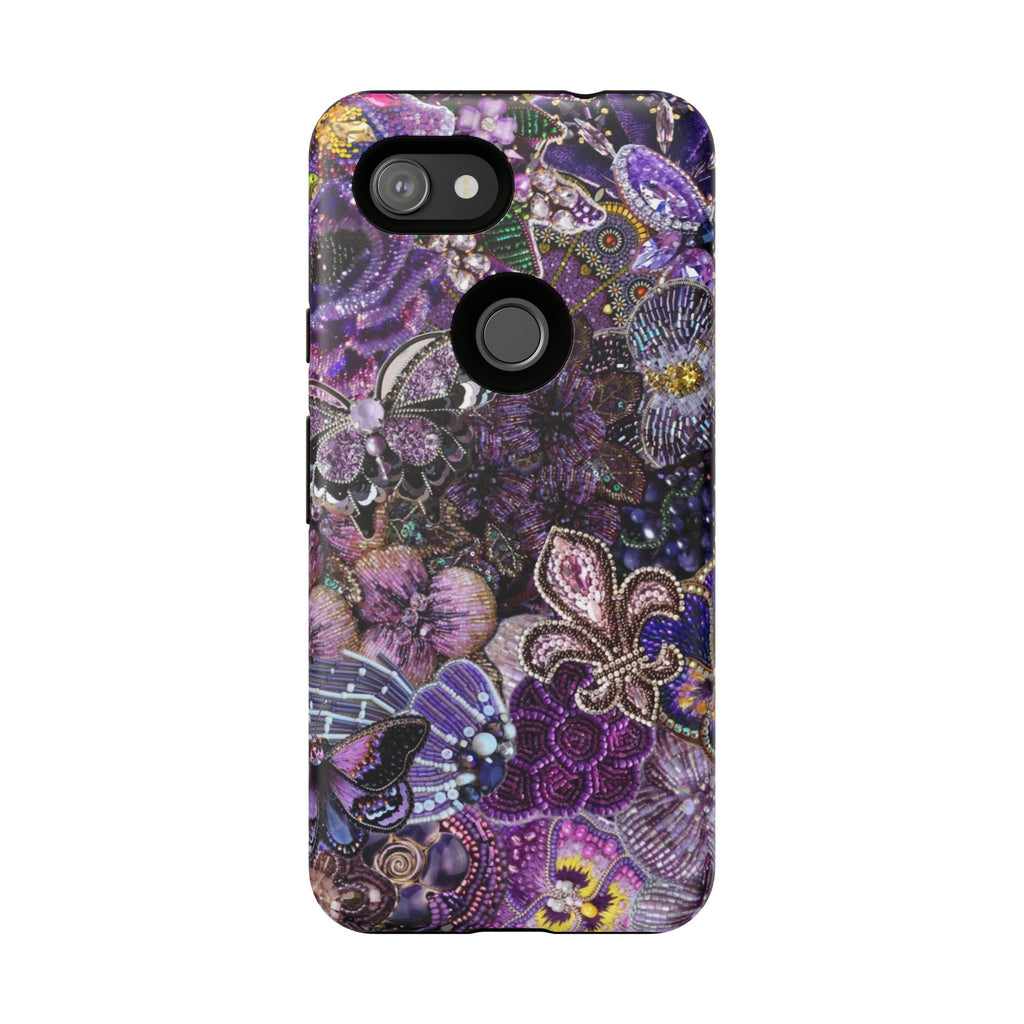 Purple Fleur-de-Lis Floral Tough Phone Case