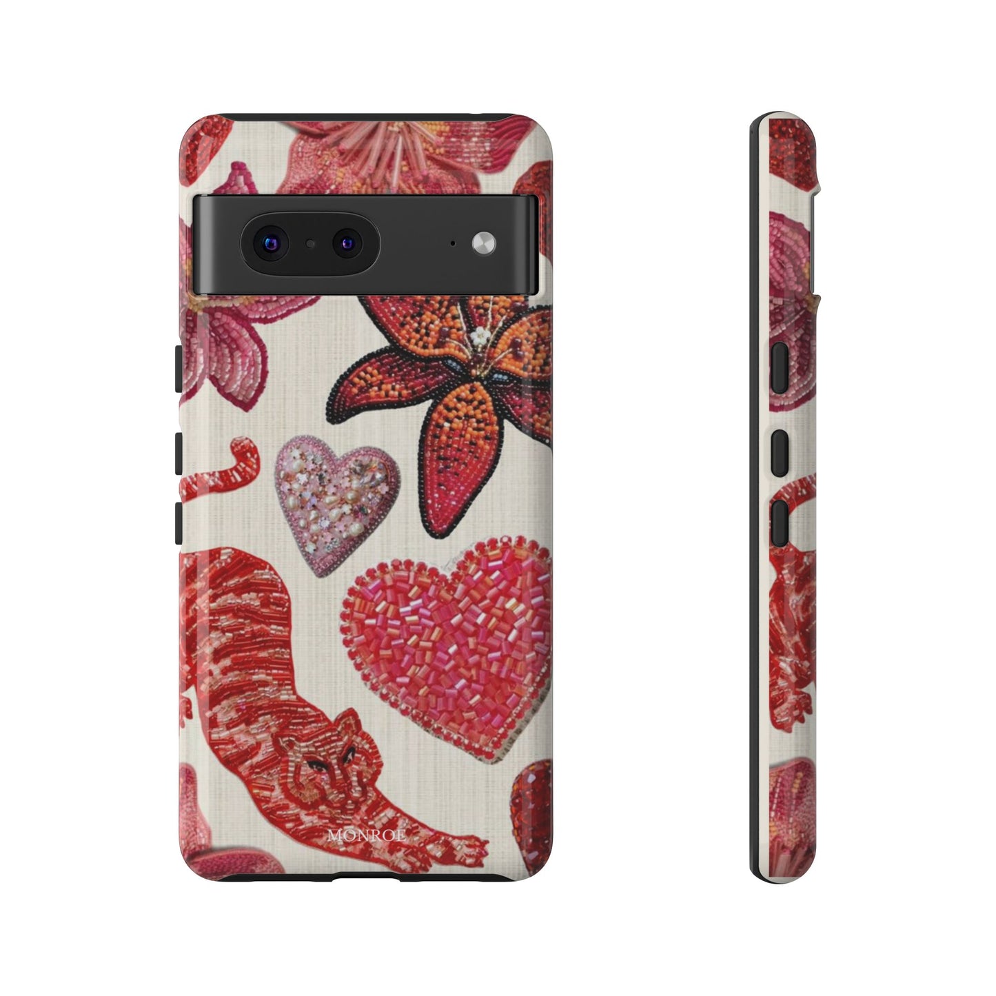Floral & Heart Pattern Tough Case