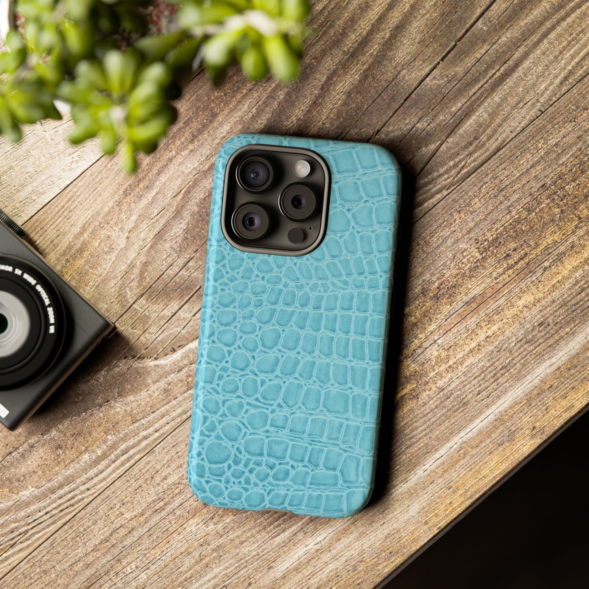 Croc Embossed Turquoise Phone Case