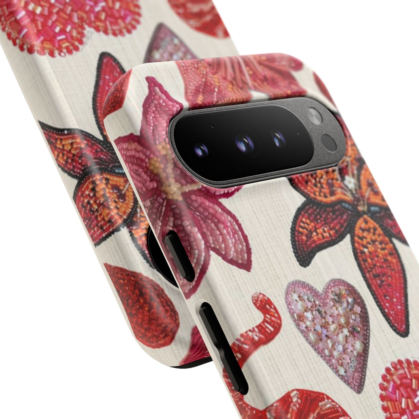 Floral & Heart Pattern Tough Case