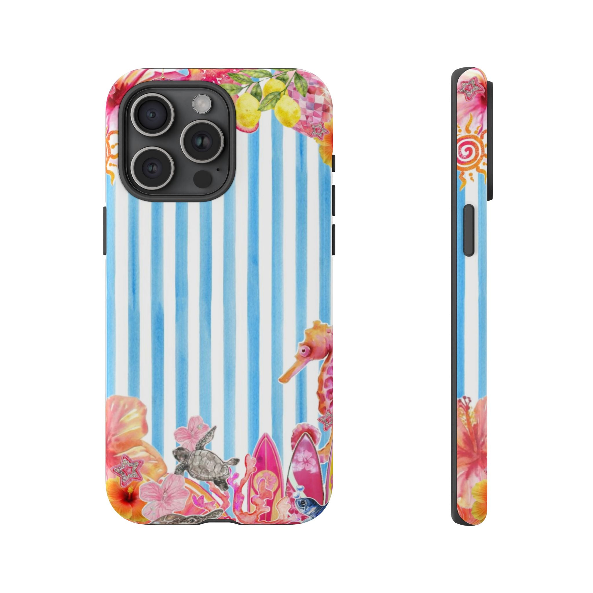 Beach Blue Striped Tough Phone Case