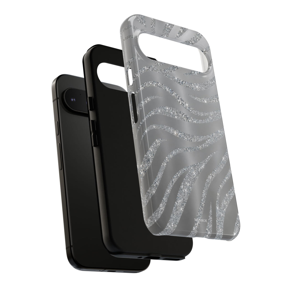 Silver Glitter Zebra Tough Case