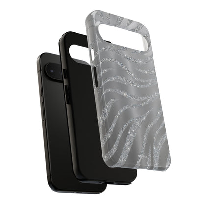 Silver Glitter Zebra Tough Case