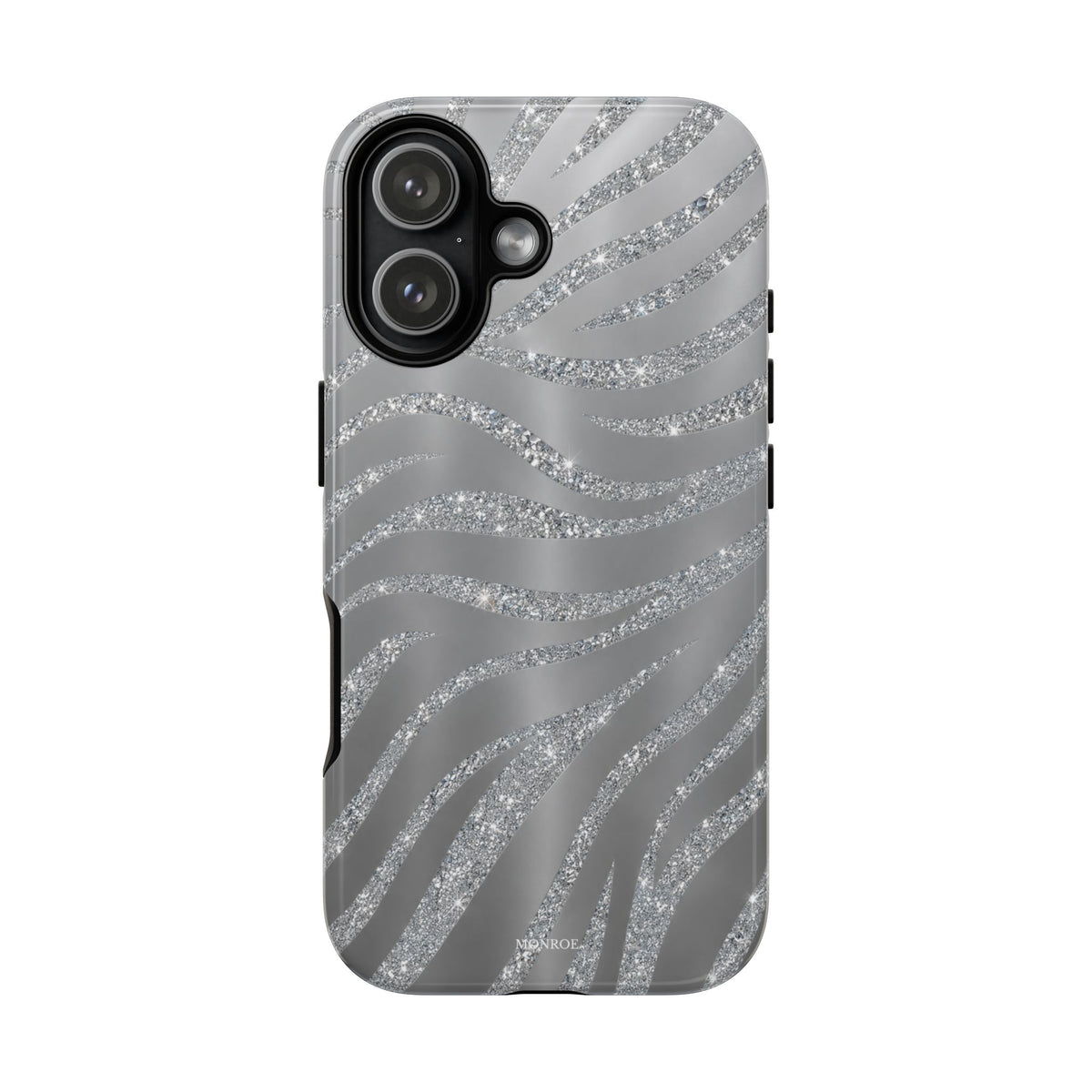 Silver Glitter Zebra Tough Case