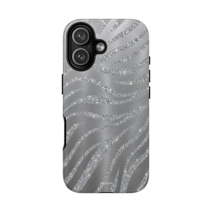 Silver Glitter Zebra Tough Case