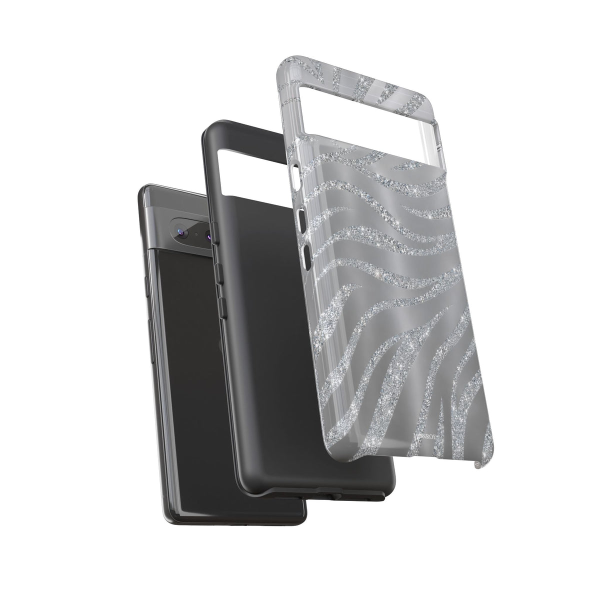 Silver Glitter Zebra Tough Case