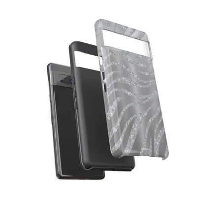 Silver Glitter Zebra Tough Case