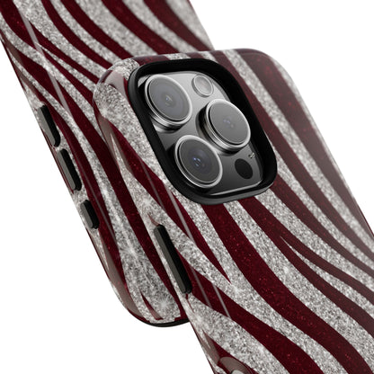 Burgundy Zebra Glitter Tough Case