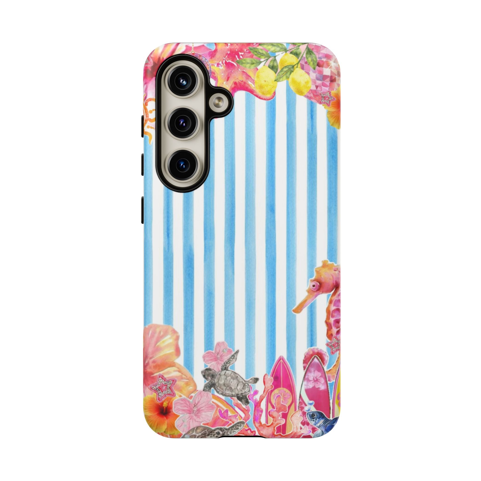 Beach Blue Striped Tough Phone Case