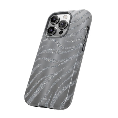 Silver Glitter Zebra Tough Case