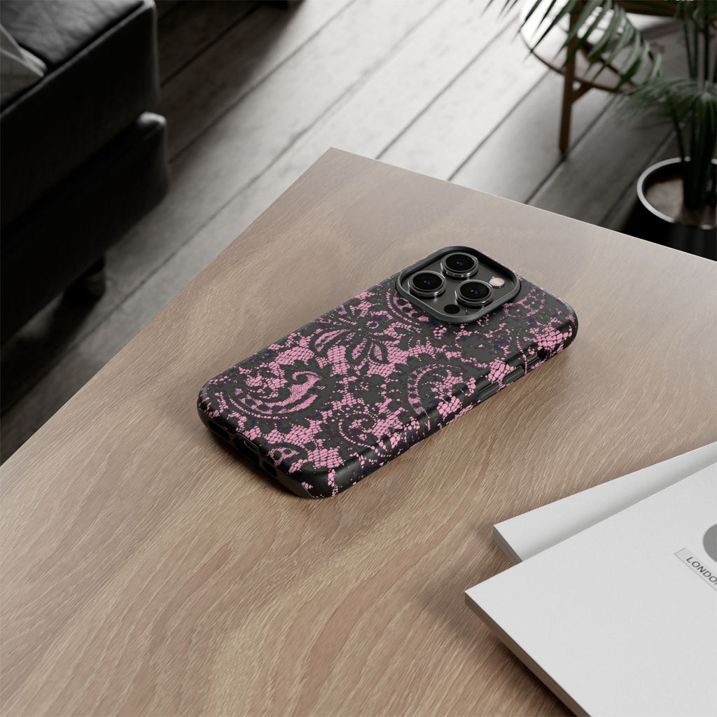 Pink Lace Pattern Tough Phone Case