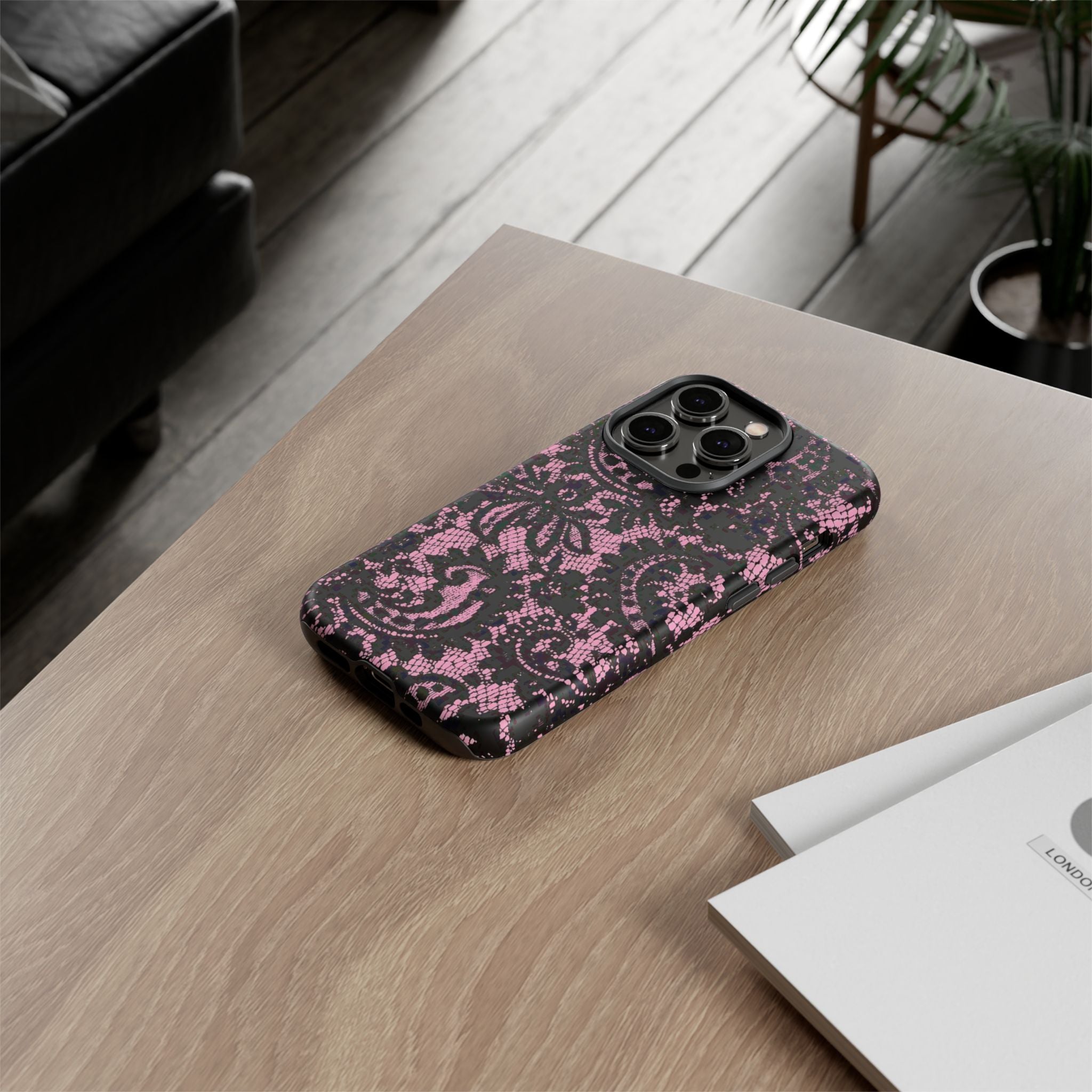 Pink Lace Pattern Tough Phone Case