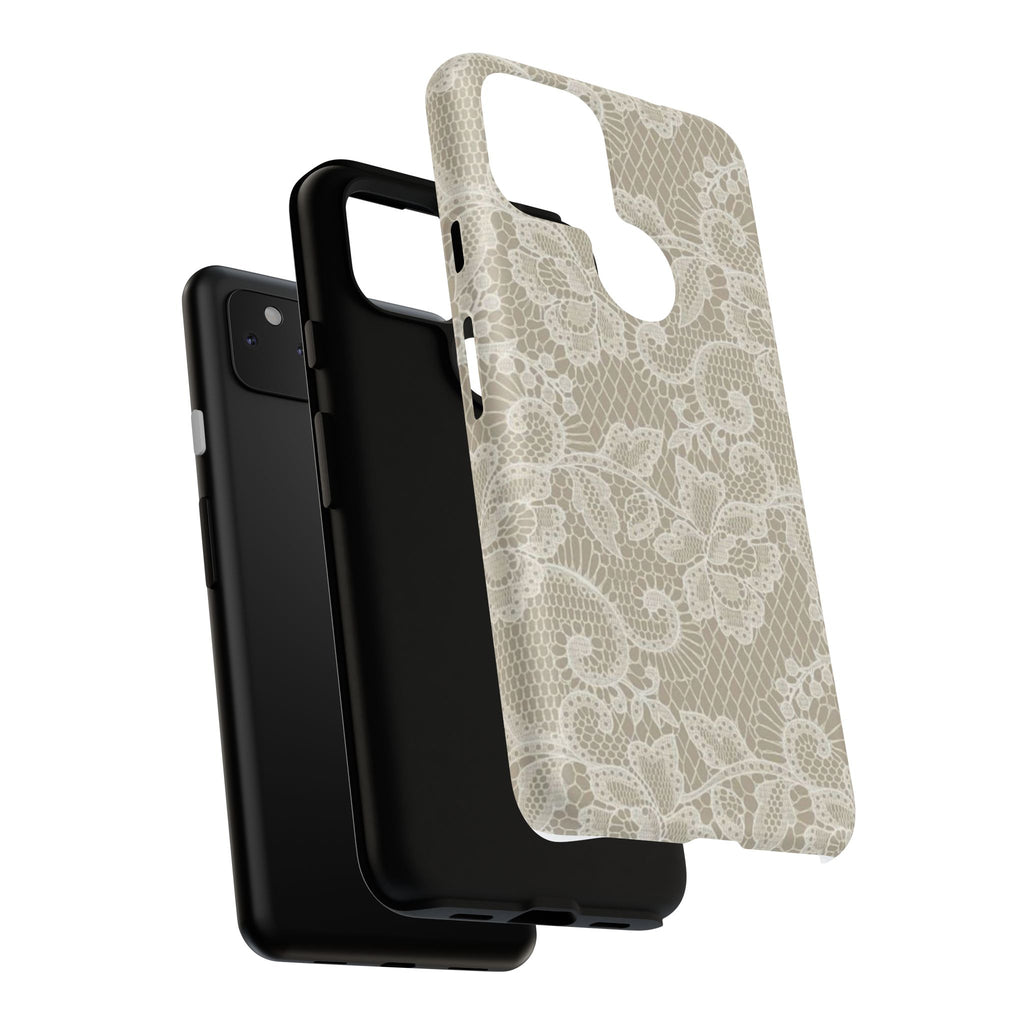 White Lace Pattern Tough Phone Case