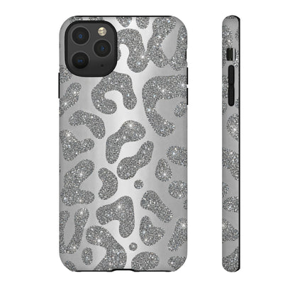 Silver Glitter Leopard Tough Case