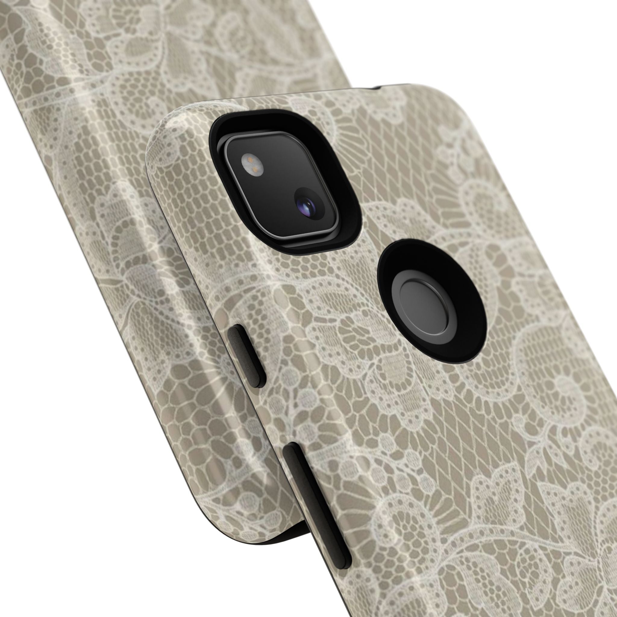 White Lace Pattern Tough Phone Case